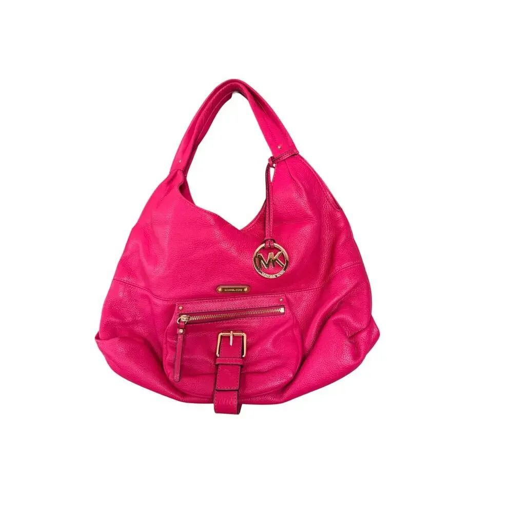 Michael Kors Austin Large Hot Pink Pebbled Leather Hobo Shoulder Bag AUTHENTIC